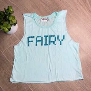 WILDFOX Women’s Teal Glitter “Fairy” Sleeveless Tank Top